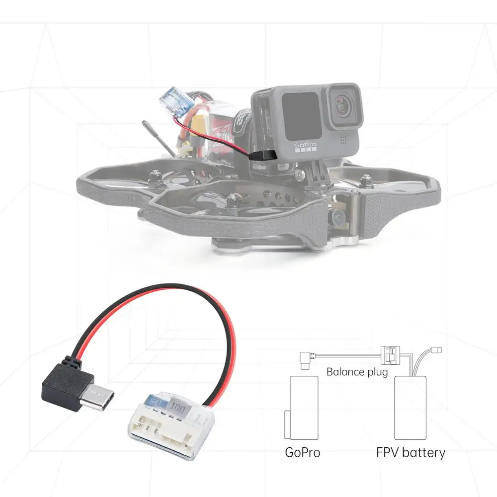 Type C to 5V Balance Plug Power Cable Charging Cable for GoPro Hero 6/7/8/9/10 for FPV drone part