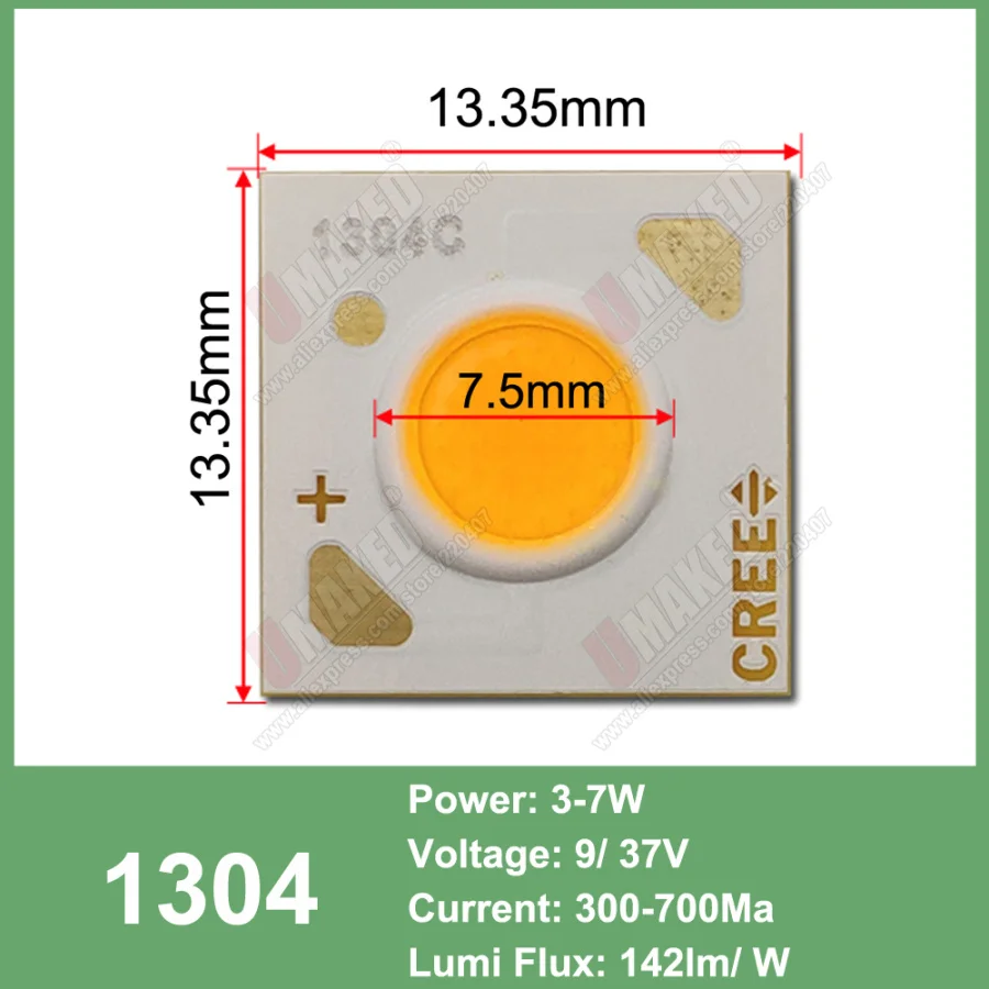 5PCS  COB LED chip light-emitting Diode bridgelux 1304 1507 1512 1816 1820 LED cob high brightness DIY High-end shop track light