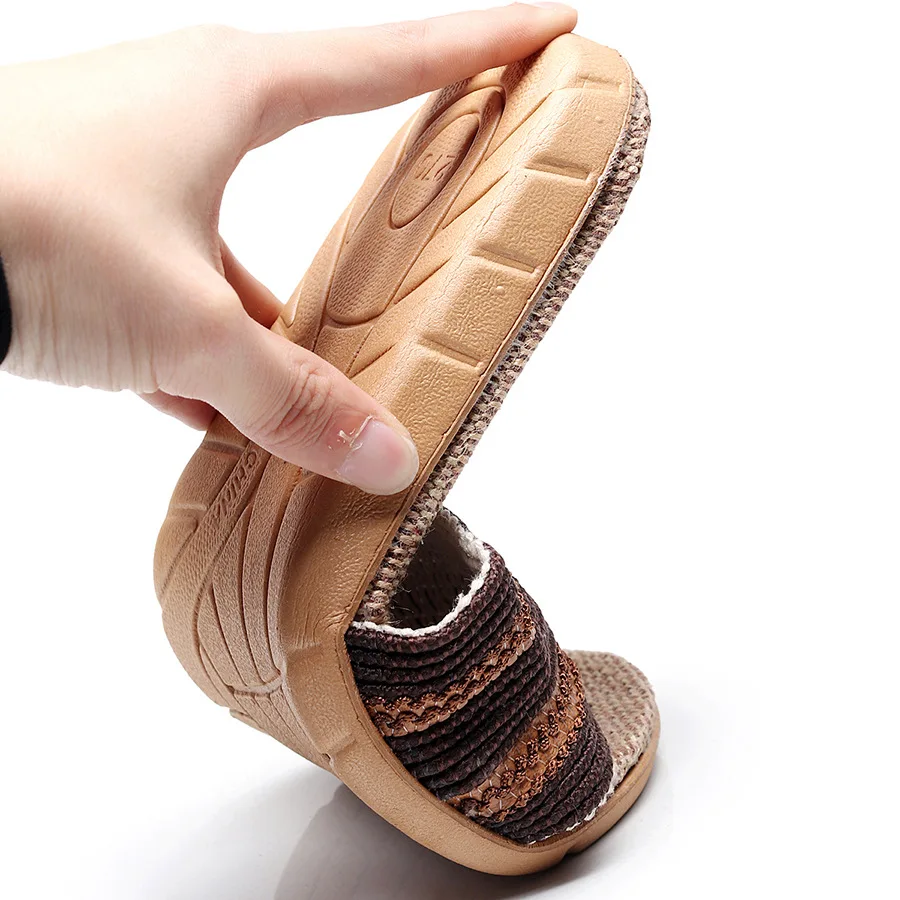 Mn Women Home Slippers Indoor Bedroom Linen Slides Soft Lightweight Casual Couple Shoes Flax Flip Flops New Arrival Comfortable