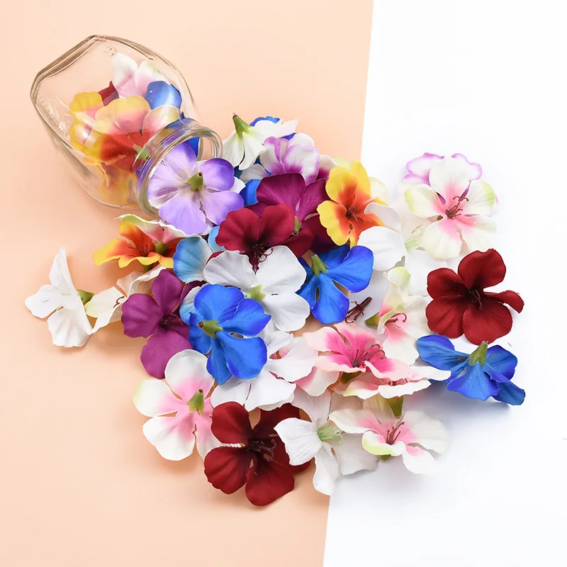 30/50pcs Silk Orchid Heads Flower Wall for Wedding Home Decor Fake Cherry Scrapbooking Diy Gift Box Artificial Flowers Candy Box