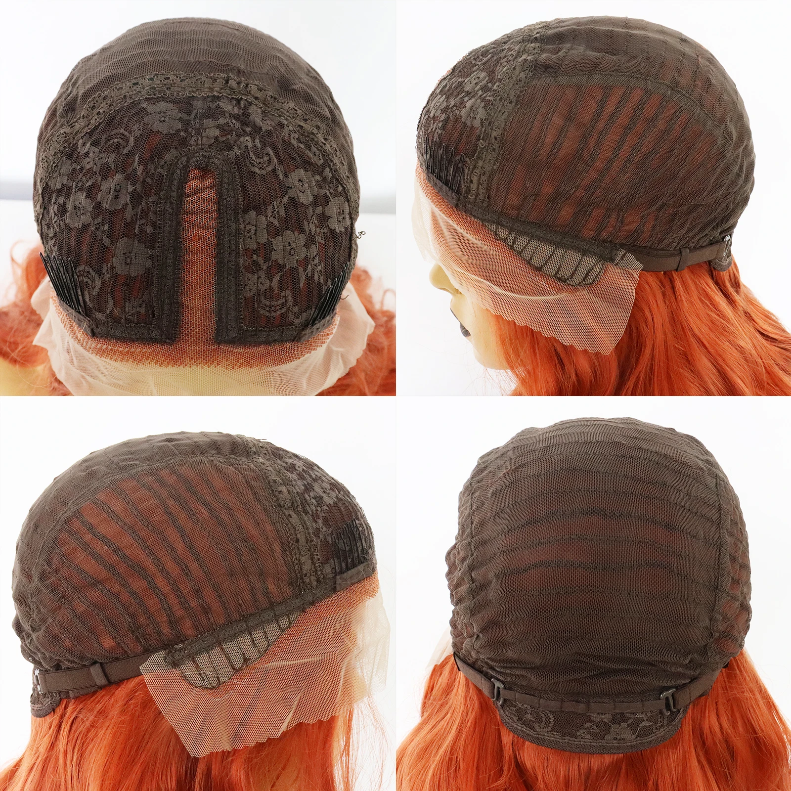 Perruque Lace Front Wig synthétique bouclée de 34 pouces, perruque longue ondulée noire Orange, perruque en Fiber de Cosplay résistante à la chaleur pour fête Hollywood de fille noire