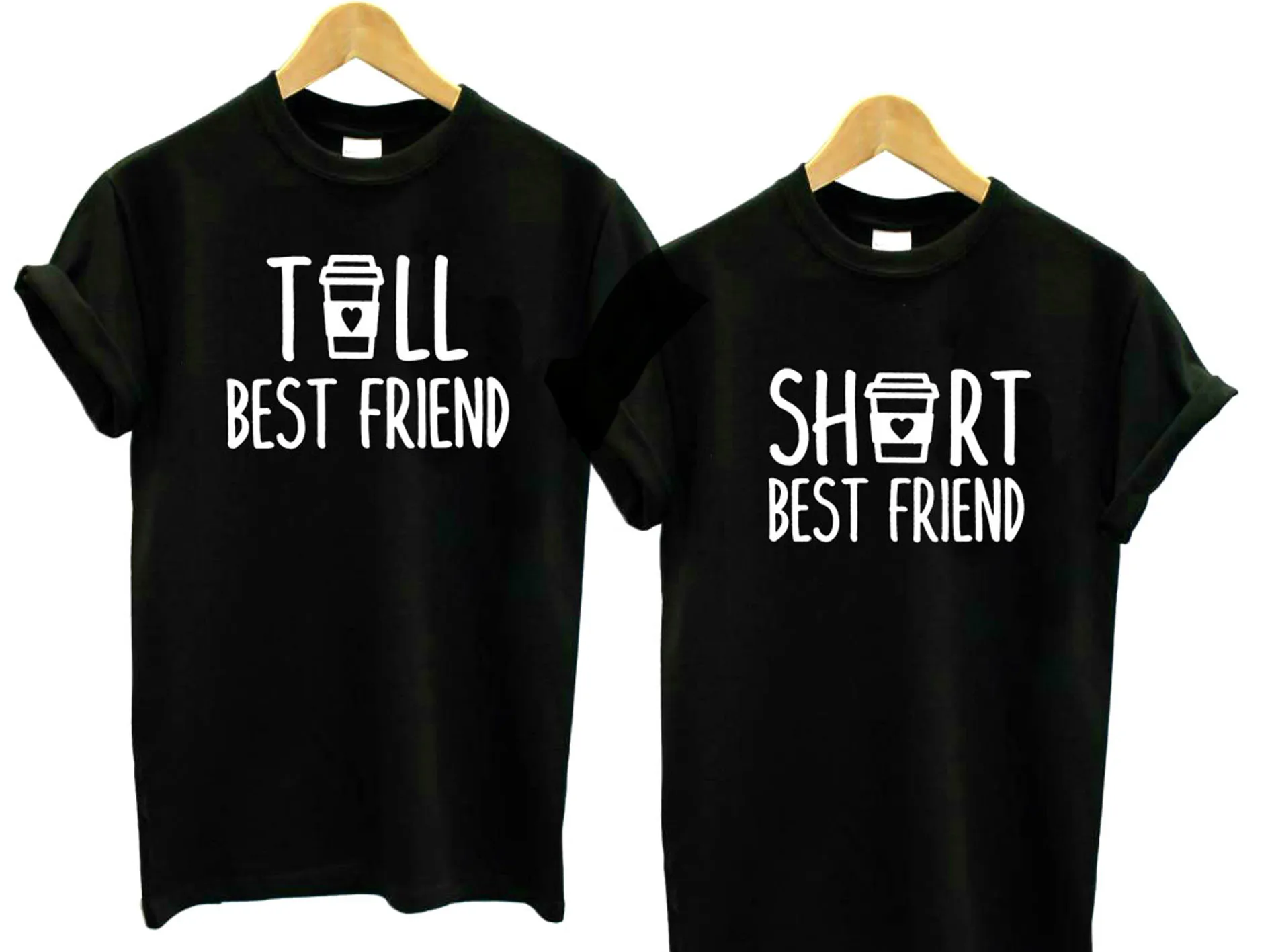 Tall and short best friend gift Women tshirt Print Casual Funny Summer t shirt For Lady Yong Girl Top Tee Hipster Drop Ship