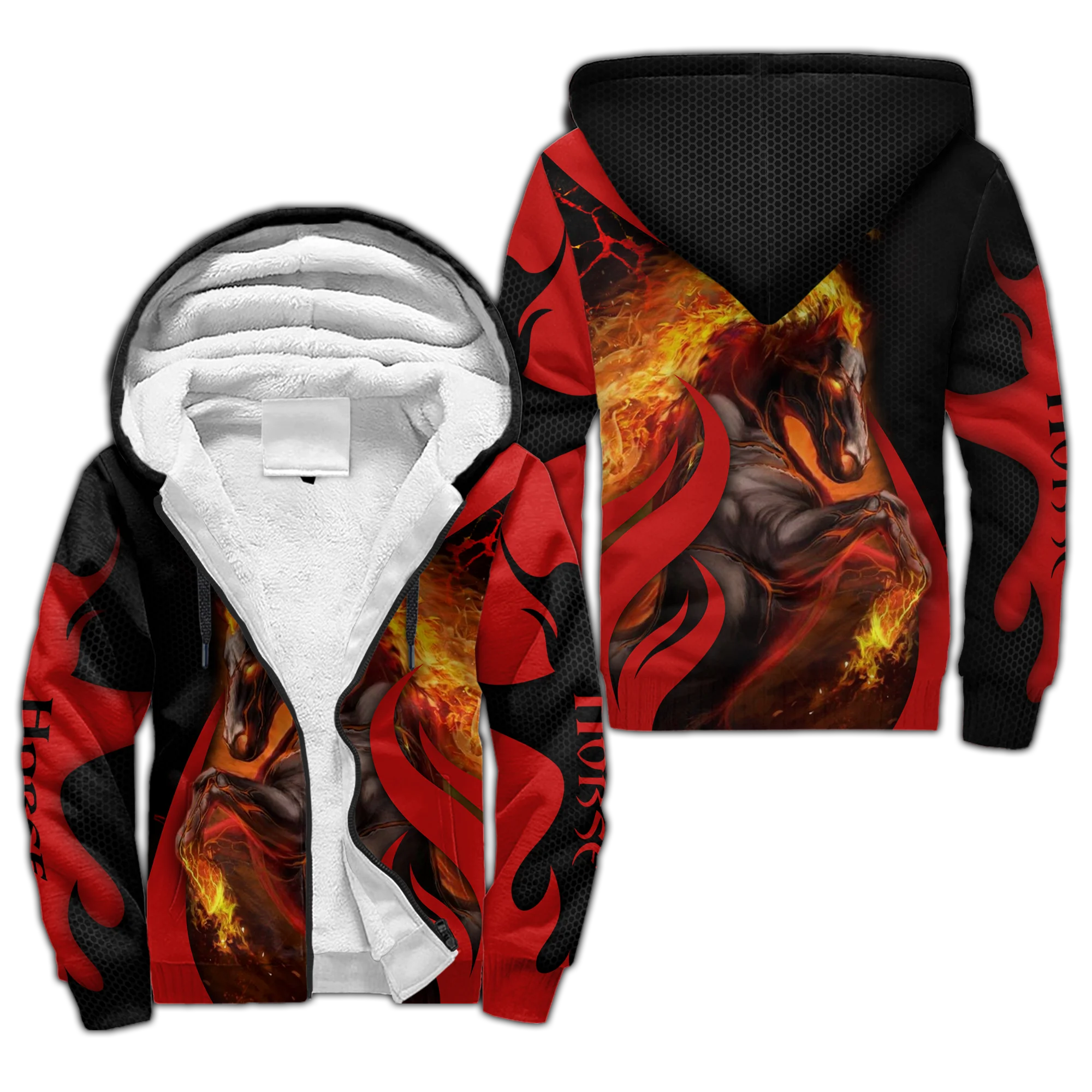 

Horse / dragon / skull Pattern 3D Printed Winter Thicker Zip Hoodie Unisex Casual Hooded Coat Tracksuit Warm Fleece Jacket KD03