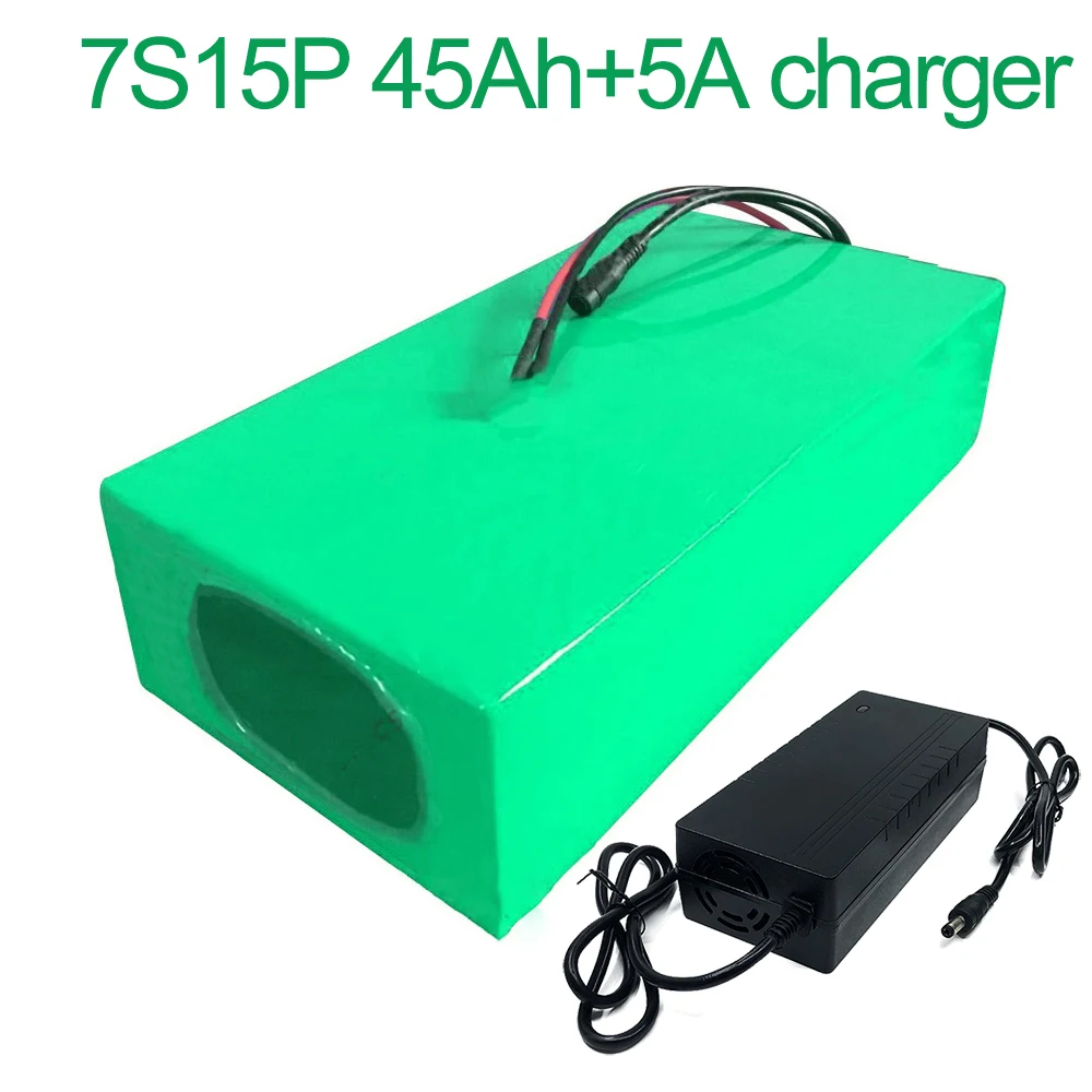 

With 5A charger 24V 45Ah 25.9V 7S15P 18650 Li-ion Battery Pack E-Bike electric bicycle 300x140x70mm