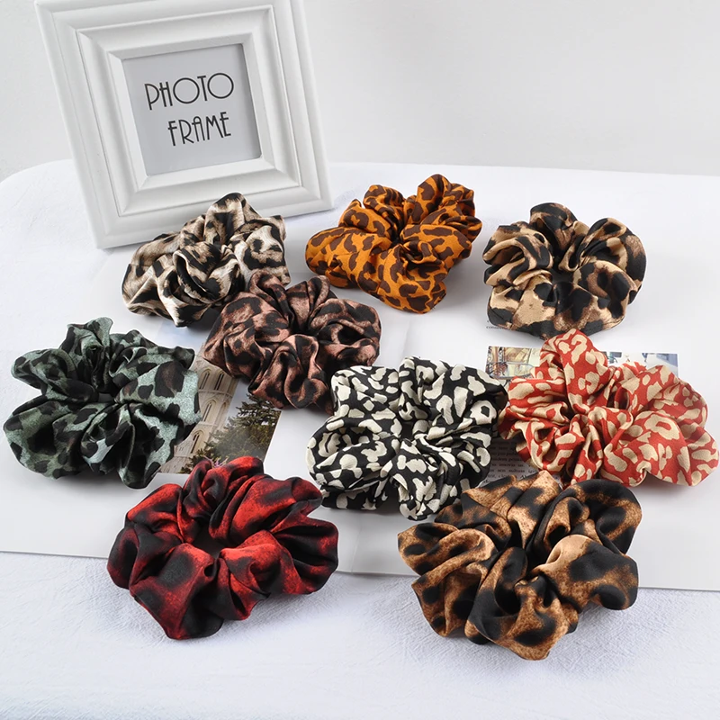 Ruoshui Leopard Printed Hair Ties For Woman Hair Accessories Girls Scrunchies Elastic Hair Rope Band Ladies Ponytail Holders