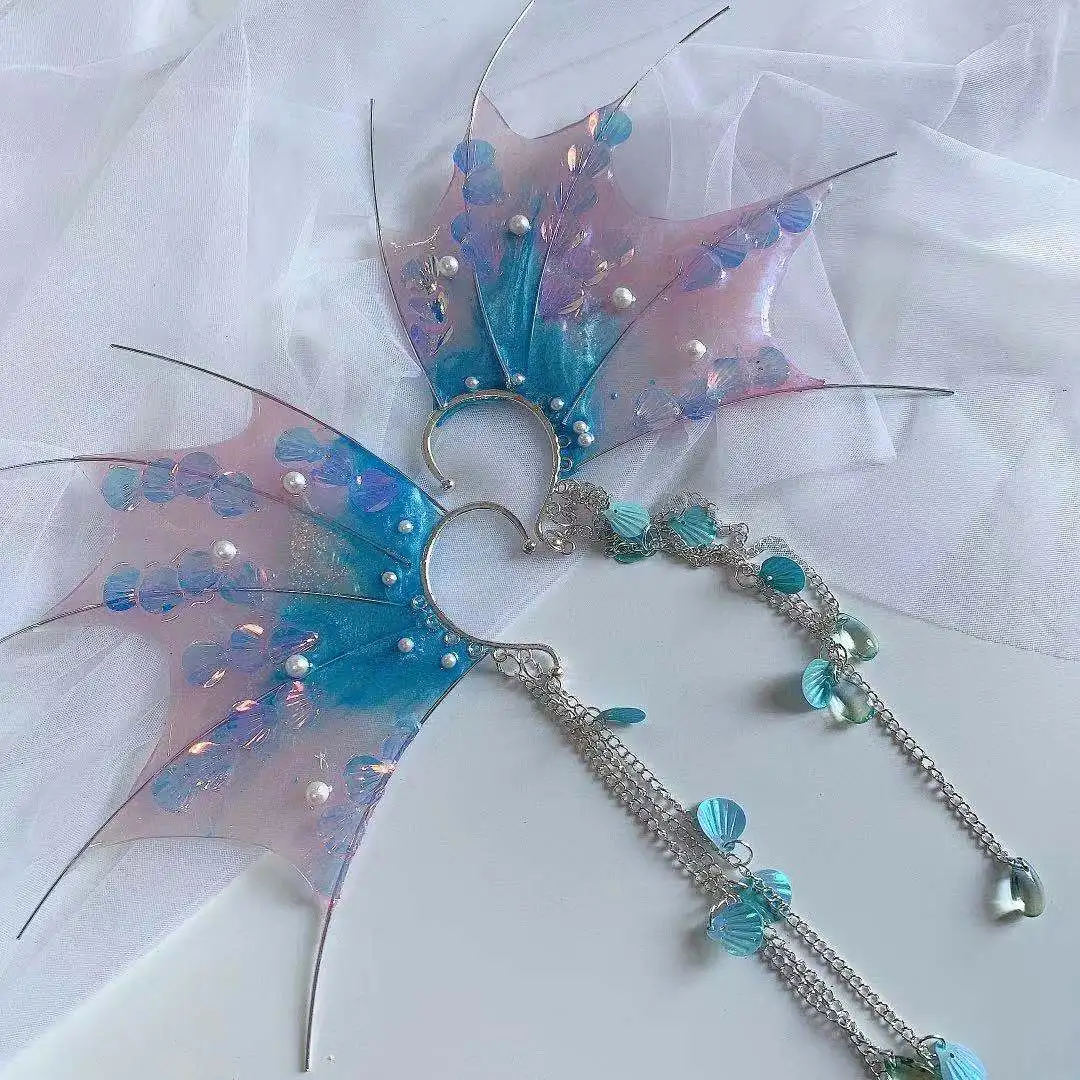 Waterproof Mermaid Ear Accessories For Women Halloween Spirit Cosplay Pixie Fairy Headwear Elf Headdress Photography Props