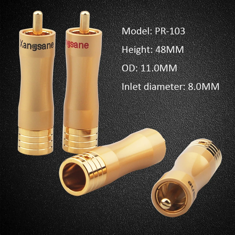 

4Pcs Pure Copper Gilded / Silver RCA Lotus Plug Connector for HIFI Audio Cable AV Welding Plug Adapter
