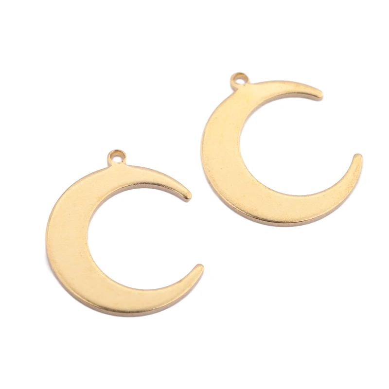 

Raw Brass Crescent Moons Charms Pendant For DIY Jewelry Necklace Making Handmade Double Sided Moon Earrings Craft Findings