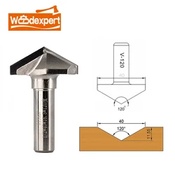 CNC Router Bit V Groove 120 gradi PCD carburo taglio 1/2 gambo per smusso fresa incisione lavorazione del legno compensato di legno massello