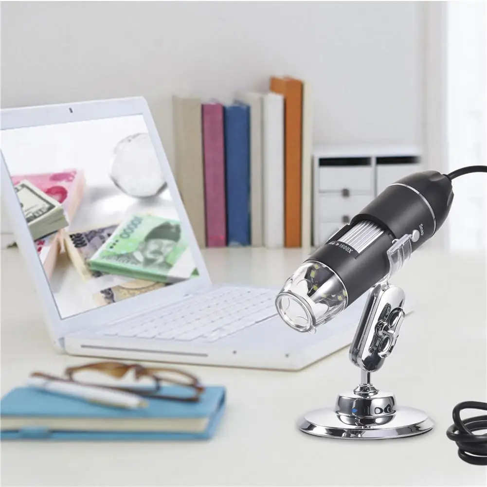 Mega pixel 1600X 8 LED microscopio digitale Type-C/Micro phone USB per PC lente d'ingrandimento elettronico Stereo USB endoscopio C