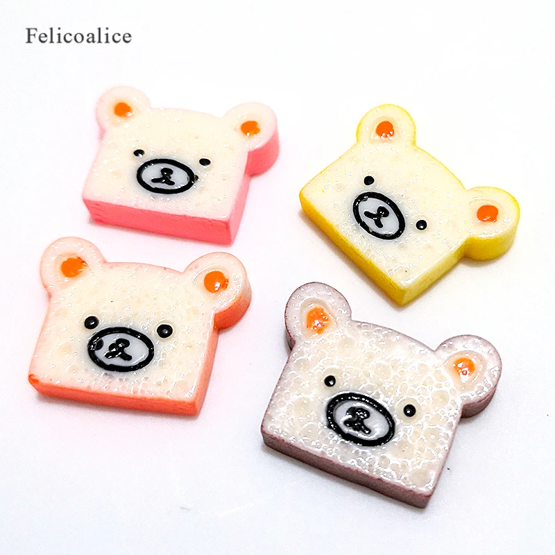 8 stücke Brot Bär Cookies Ornament Miniatur Puppenhaus Küche Spielzeug Gefälschte Lebensmittel Handwerk DIY Haar Zubehör Telefon Fall Decor