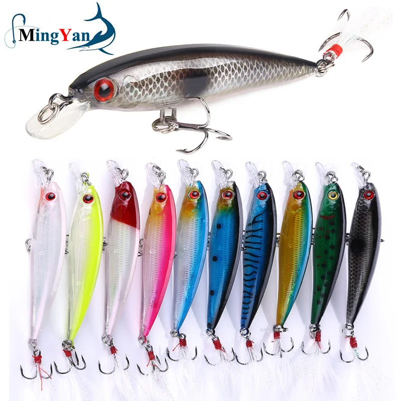 1pcs Minnow Fishing Lure 9cm 7g Aritificial Japan Wobblers Crankbait Hard Bait Feather Minnow Fishing Plastic Baits Pesca Isca