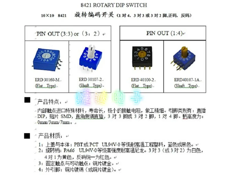 10pcs BCD code 8421 0 to 3 0 to 7 0-9 0 F spin encoding dial the code switch DIP/SMD/side