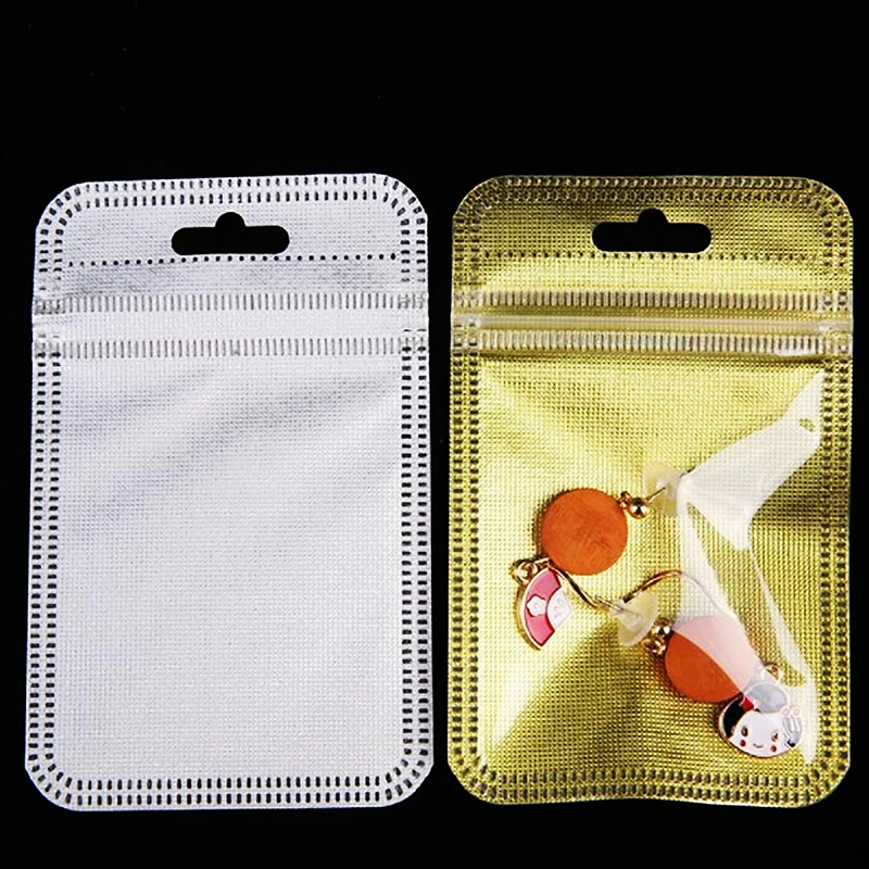 

10000pcs/Lot,7*11cm Gold/Silver Self Seal Zipper Plastic Retail Packaging Storage Bag, Zip Lock Pack Pouches W/ Hang Hole