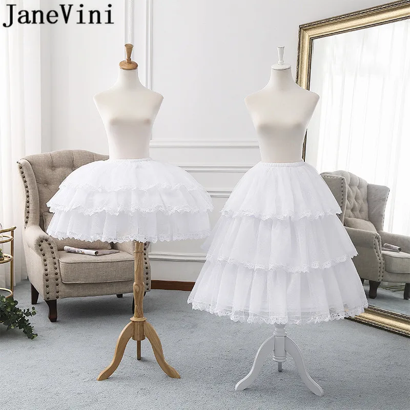 JaneVini Couche Adulte Bridal Petticoat Women Petticoat Underskirts Lace Edge Adjustable Waist 3 Hoops Wedding Dress Slip Lolita