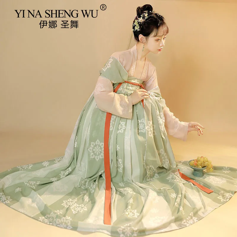 Hanfu vestido de dança feminino, roupão tradicional chinês com estampa de princesa, estilo oriental, casamento tang, fantasias de dança folclórica de fadas