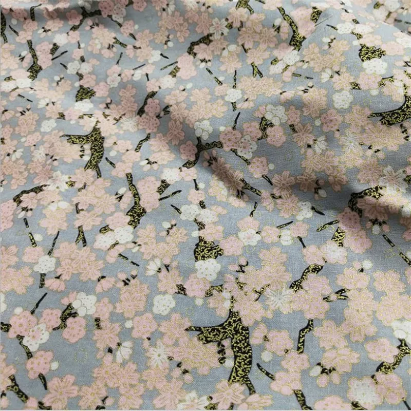 CF682 Japanese Style Sakura Printed Cotton Fabric For Kimono Table Clothes Door Curtains DIY Fabrics Home Textiles