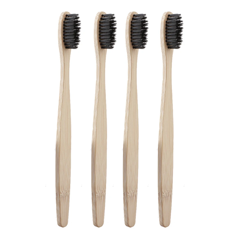 10pcs/Set Pure Natural Bamboo Eco-Friendly Toothbrush Soft-bristle Charcoal Square Wooden Handle Toothbrushes Dental Care Tools