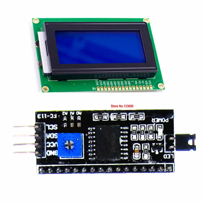 1PCS/LOT 5V 1604 16x4 16*4 164 Character LCD Display Module With Blue/Yellow IIC I2C Port HD44780 Driver For R3 Industrial Board