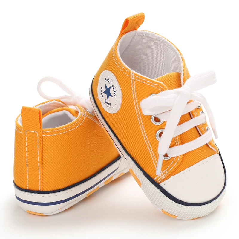 Canvas-Turnschuhe für Babys, Jungen und Mädchen, Lauflernschuhe für Kleinkinder, rutschfest, weiche Sohle, klassische Schuhe für Neugeborene, 0–18 Monate – Detail 13