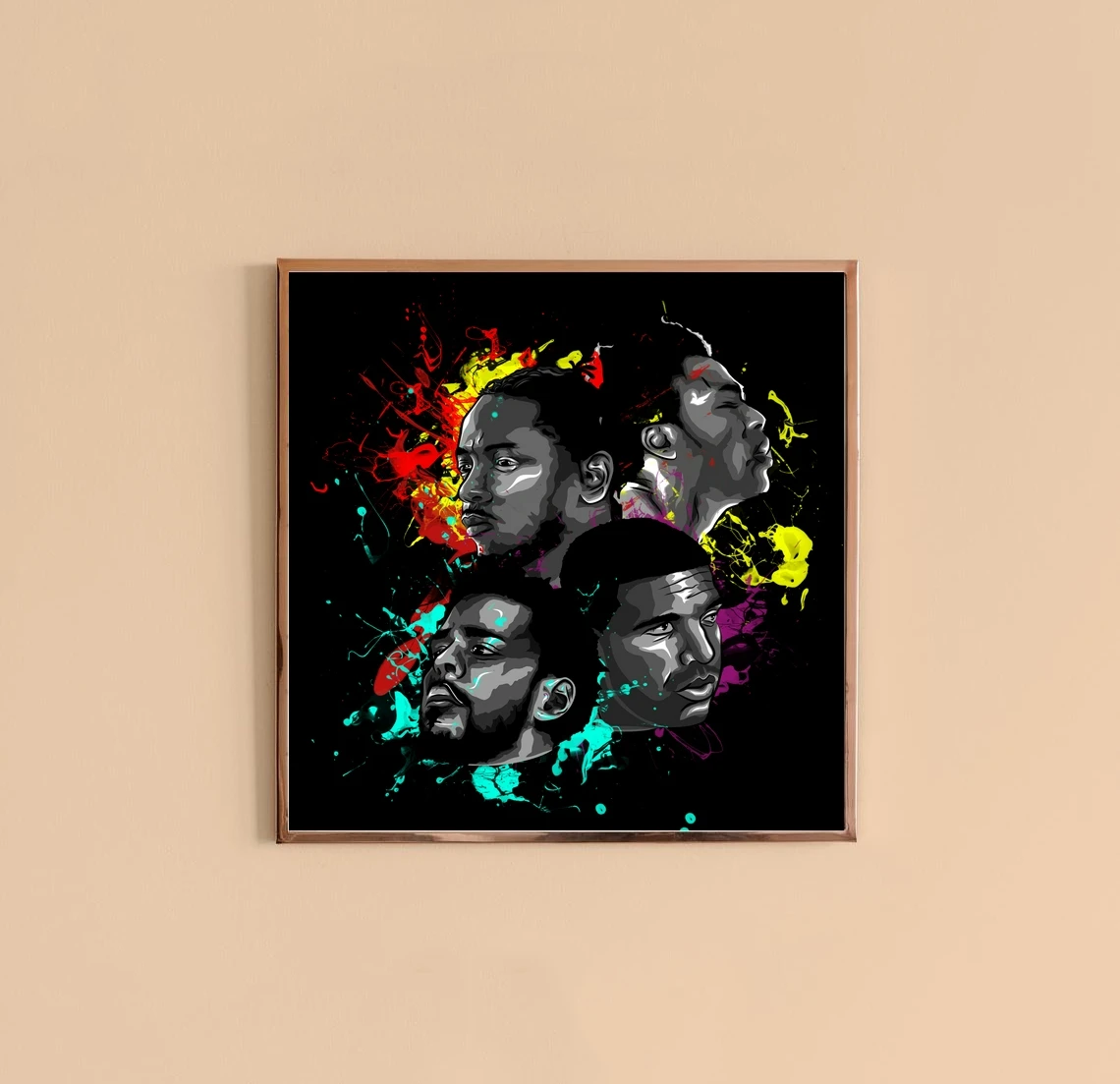 Kendrick Lamar,Drake,J cole Childish Gambino Music Album Cover Canvas Poster Home Wall Painting Decoration (No Frame)