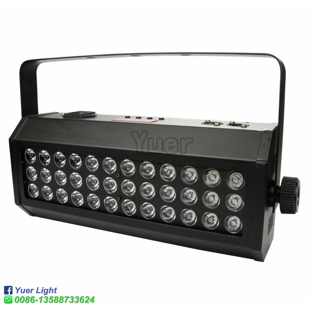 Novo 36x3w uv led strobe lavagem luz de parede dmx512 correndo efeito cavalo dj discoteca luz som festa música clube arruela da parede luzes uv