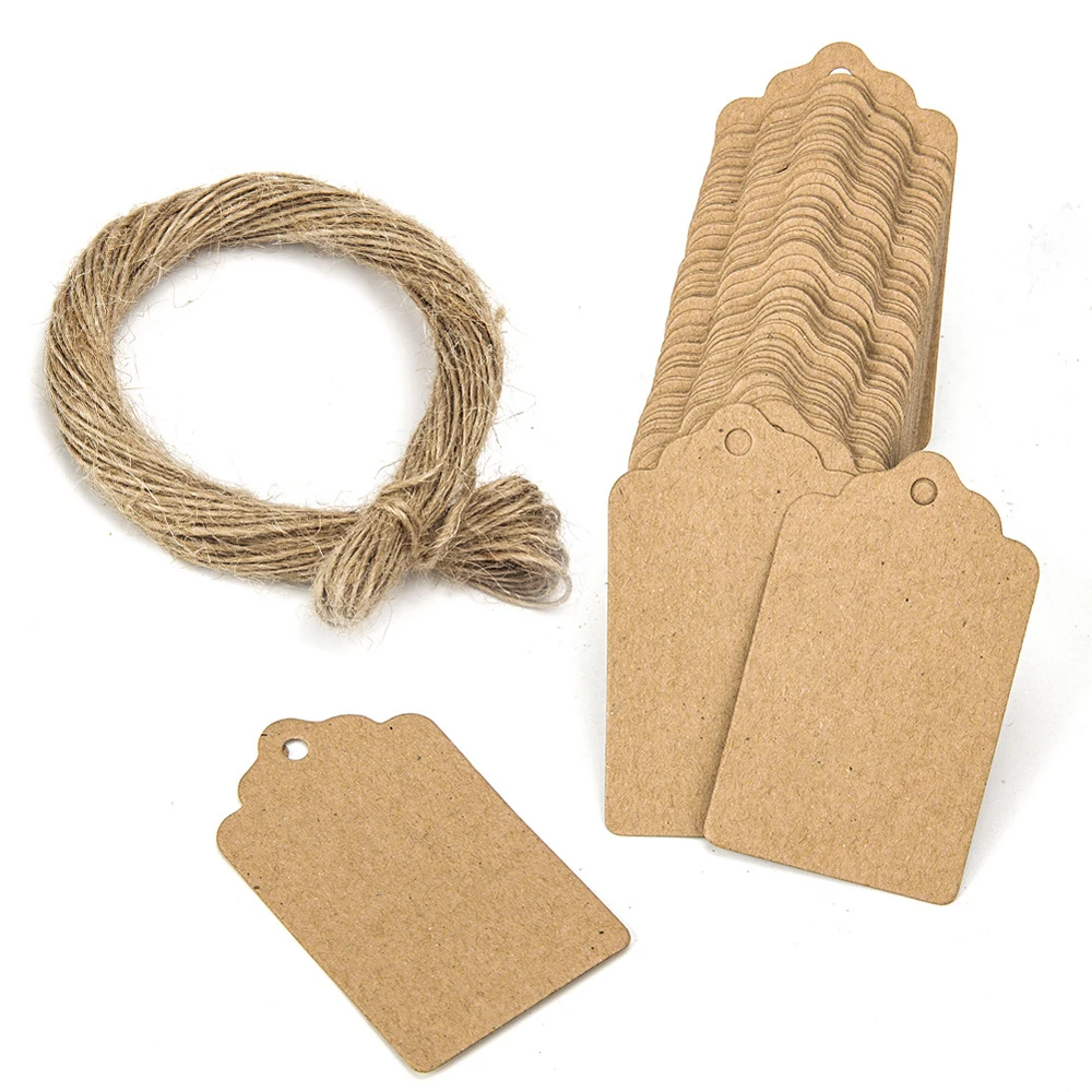 100 sztuk zawieszka z papieru pakowego brązowy koronkowy ścieg muszelkowy głowa tag bagaż uwaga ślubna DIY puste metka z ceną papier pakowy prezent etykieta na boże narodzenie