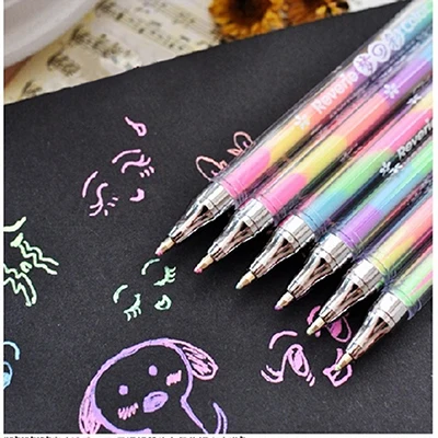 Cute Kawaii Highlighter Marker para Crianças, Escola de Escrita Fornecimento, Caneta Estacionária, Estudantes Ballpen, 6 Cores, Drop Shipping, 1 Pc