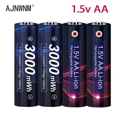 100% oryginalny akumulator AA Li-ion AA 1,5 V 3000 mWh Lithium 2A Wstępnie naładowane baterie aa