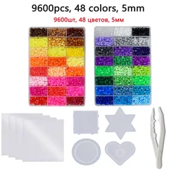 ハマビーズの箱,24/72色のセット,子供向けの教育用3dパズル,diyおもちゃ,ビーズヒューズ,ペグボード,アイロンペーパー,2.6/5mm