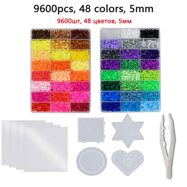 24/72 kolorów zestaw pudełek hama koraliki zabawki 2.6/5mm perler edukacyjne dzieci 3D puzzle diy zabawki koraliki do łączenia pegboard arkusze papier do prasowania