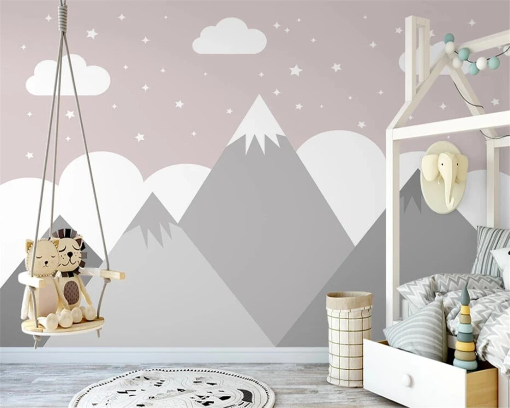 beibehang Customized modern Nordic hand-painted wood children's room interior decoration painting background wallpaper