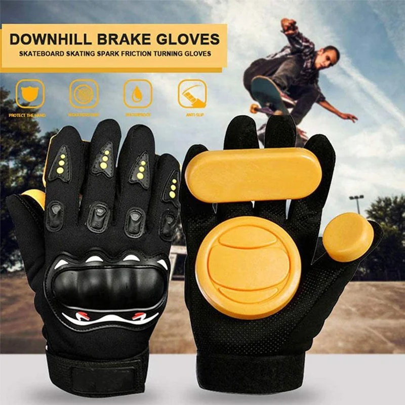 DIY Longboard Slide Gloves Skateboard Gloves Foam Protector Downhill Longboarding Skate Gloves with Slider Puck