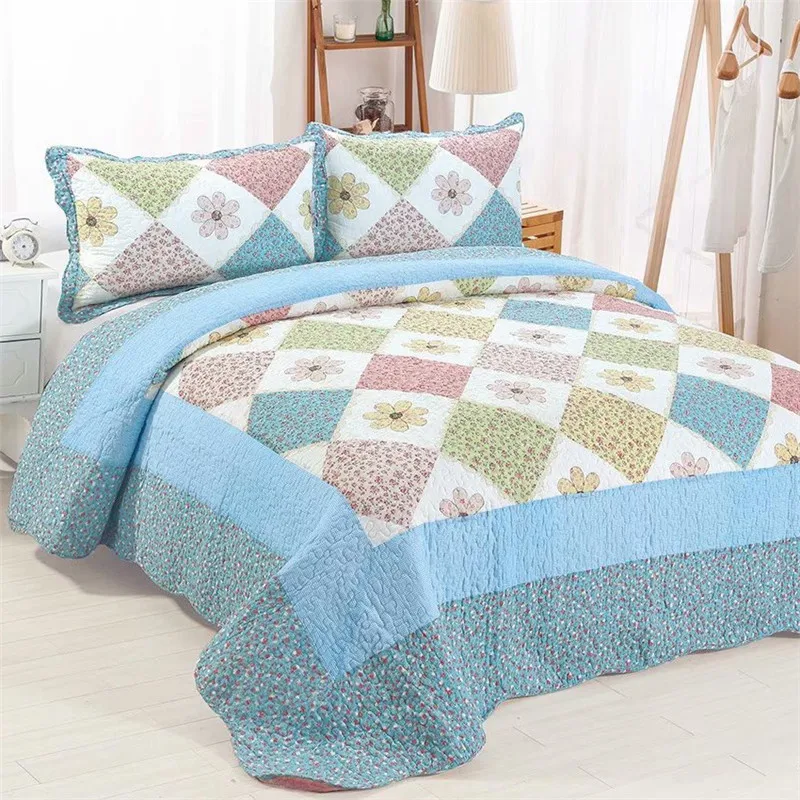 

Cotton Quilt Bedspread Set for All Season, Tatami Sheet, Duvet Quilted Blanket, Coverlet, Bed Cover, Home Bedding Set, 3 Pcs