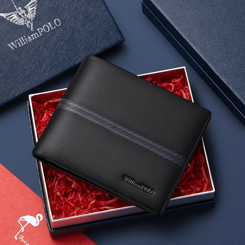 WILLIAMPOLO Mens Wallet ID Card Holder Luxury Brand Leather Men Wallet Card Wallet For Men Purses Holiday Gifts PL201510