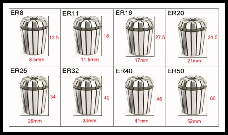 ER11 1mm---8mm , 1/8mm , 1/4mm ER Precision Spring Collet Chuck For CNC Milling Tool Holder Engraving Machine Spindle Motor