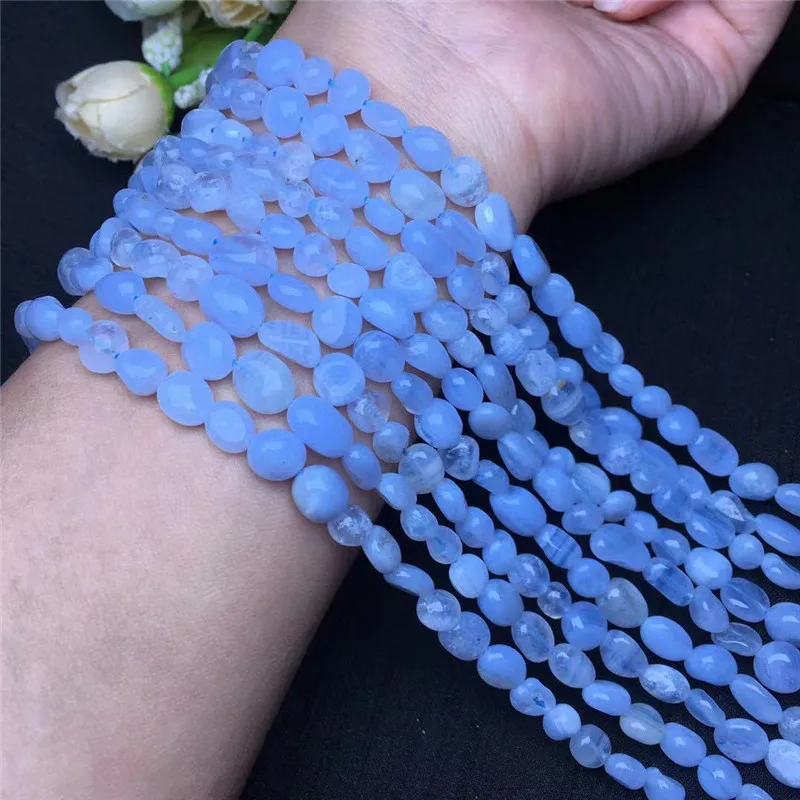 Natural stone Blue lace agate crystal Entourage beads loose beads Semi-finished products for jewelry making necklace DIY bracel