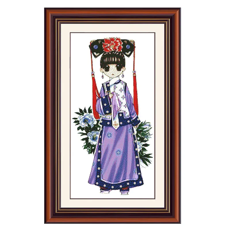 Precision Printing A553 Chinese Style Classic Beauty Character Series Fishxx Cross Stitch Kit Home Handmade Embroidery Picture