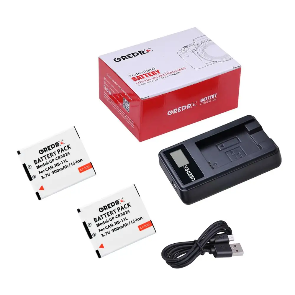 900mAh NB-11L NB11L NB 11L NB-11LH Batterie + LCD Ladegerät für Canon PowerShot A2300 IST A2400 IST A2500 A2600 a3400 IST A3500 IST