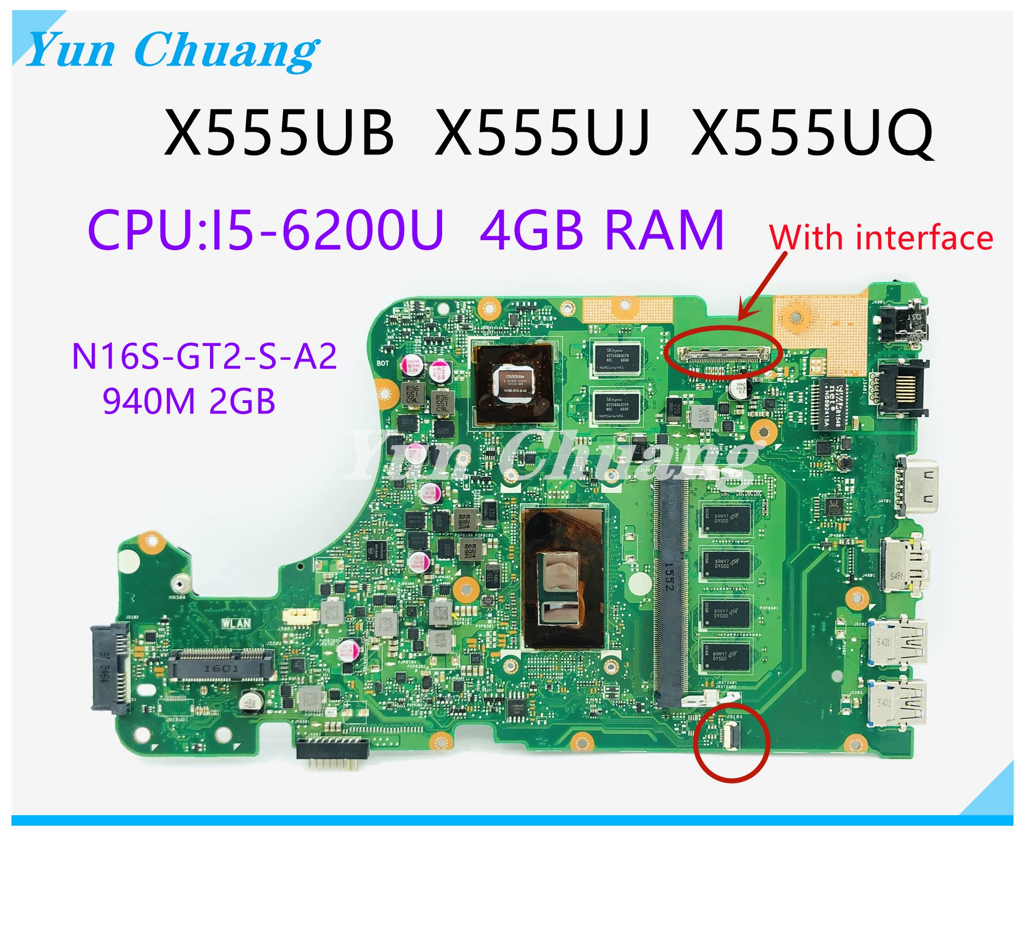 X555UB X555UJ REV:2.0 Mainboard For ASUS X555U F555U A555U X555UF X555UQ laptop motherboard With i5 i7 CPU 920M/940M 2G 4GB-RAM