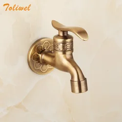 Antique Brass Bathroom Wall Mounted Basin Cold Water Faucet Tap Lever Handle Outdoor Garden Hose Faucet Mop Sink Tap