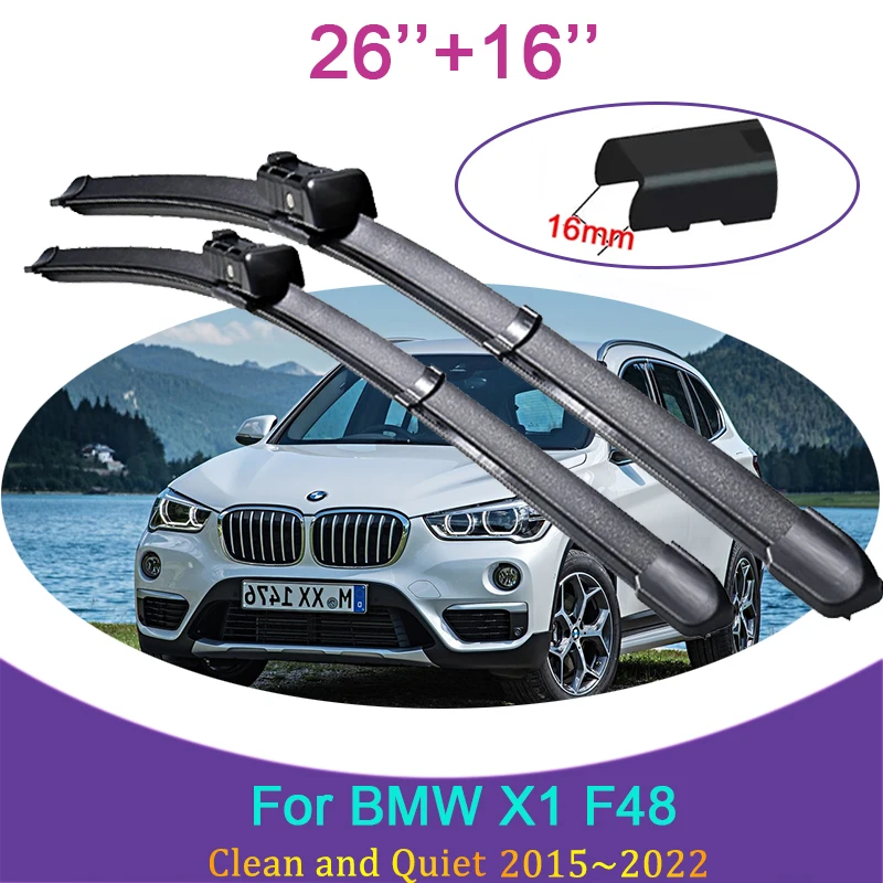 

for BMW X1 F48 2015~2022 2016 2017 2018 Frameless Rubber Wiper Snow Scraping Front Windshield Brushes Car Accessories Sticker