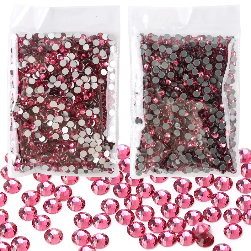 QIAO Rose Rhinestones Crystal Strass Glitter Hotfix/Non-Hotfix Glass Gems For 3D Nail Art DIY Rhinestones Clothing Decoration