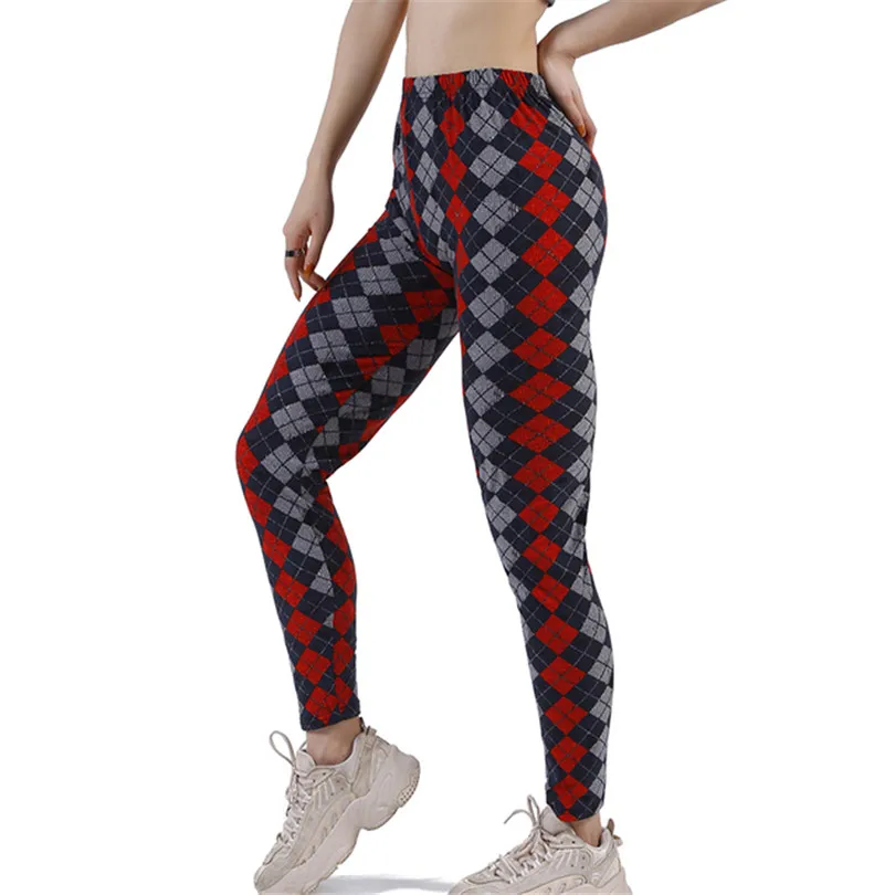 YRRETY Plaid elastyczność Fitness Running legginsy damskie spodnie Hip Push Up rajstopy spodnie do ćwiczeń Gym Activewear Drop Shipping