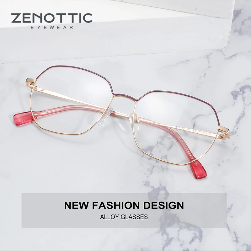 ZENOTTIC Fashion Women polygon Optical Glasses Frames Female Non-Prescription Clear Lens Eyeglasses BT3112