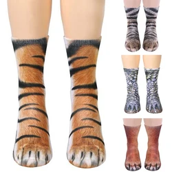 Unisex Adult Child 3D Print Animal Paw Socks Creative Funny Cat Dog Dinosaur Tiger Paw Socks for Boys Girls Casual Christmas