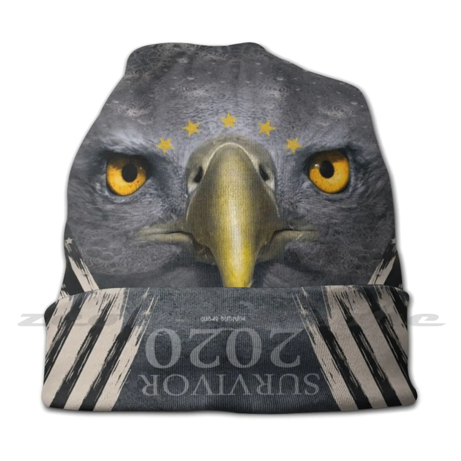 Survive Eagle 2020 Personalized Pattern Knit Hats Plus Size Elastic Soft Cap Eagle Survivor 2020 Year 2020 Eagle Gaze Birds