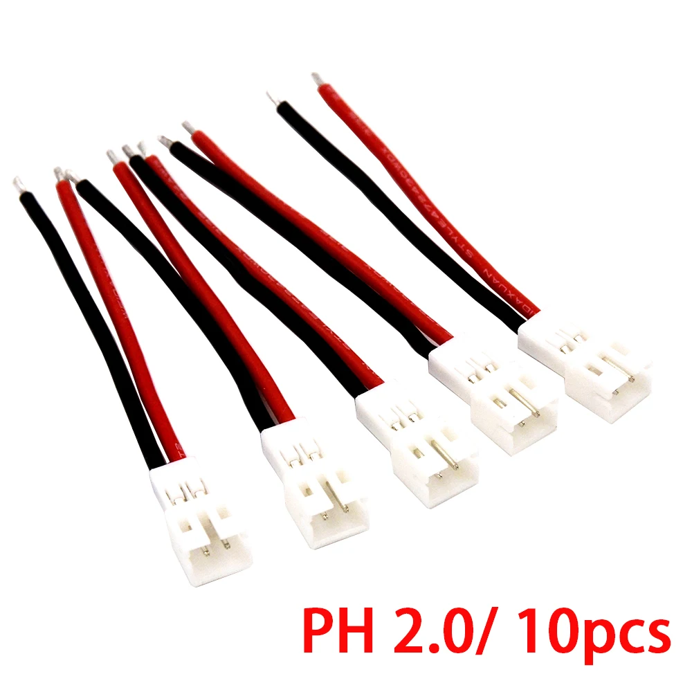 10pcs 5cm 24AWG Tiny Whoop JST-PH 2.0 Female/ MAle Plug Silicone Cable for UR65 US65 UK65 Beta65 Micro FPV Drone Accessories