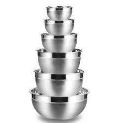 LMETJMA Stainless Steel Mixing Bowls Non Slip Nesting Whisking Bowls Set Kitchen Mixing Bowls For Salad Cooking Baking KC0257