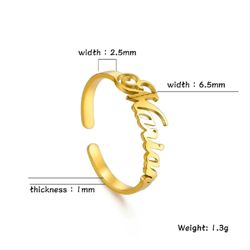 Sipuris Personalisierter Namensring aus Edelstahl, Maßgefertigter Ring für Frauen und Männer, Einzigartiger Schmuck, Paarring für Hochzeiten – Detail 12